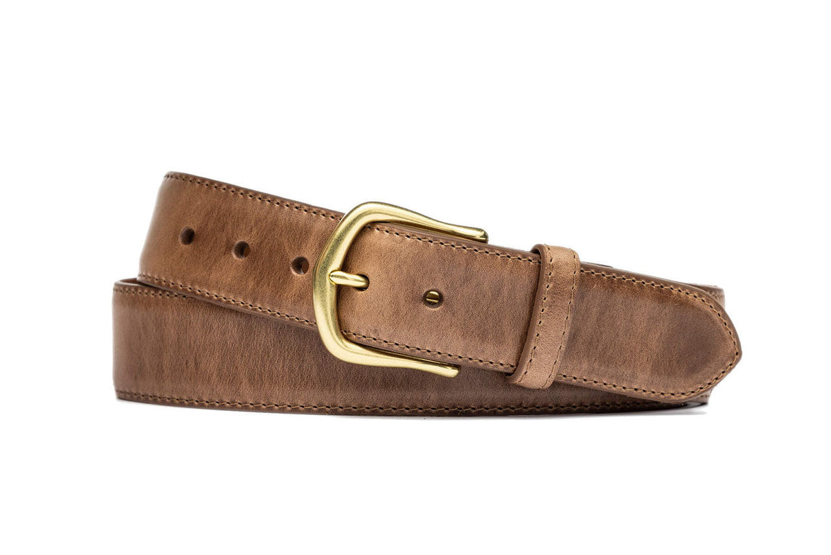 Extra-Long Horween Chromexcel Belt with Natural Brass Buckle