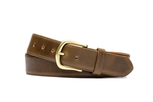 Extra-Long Horween Chromexcel Belt with Natural Brass Buckle