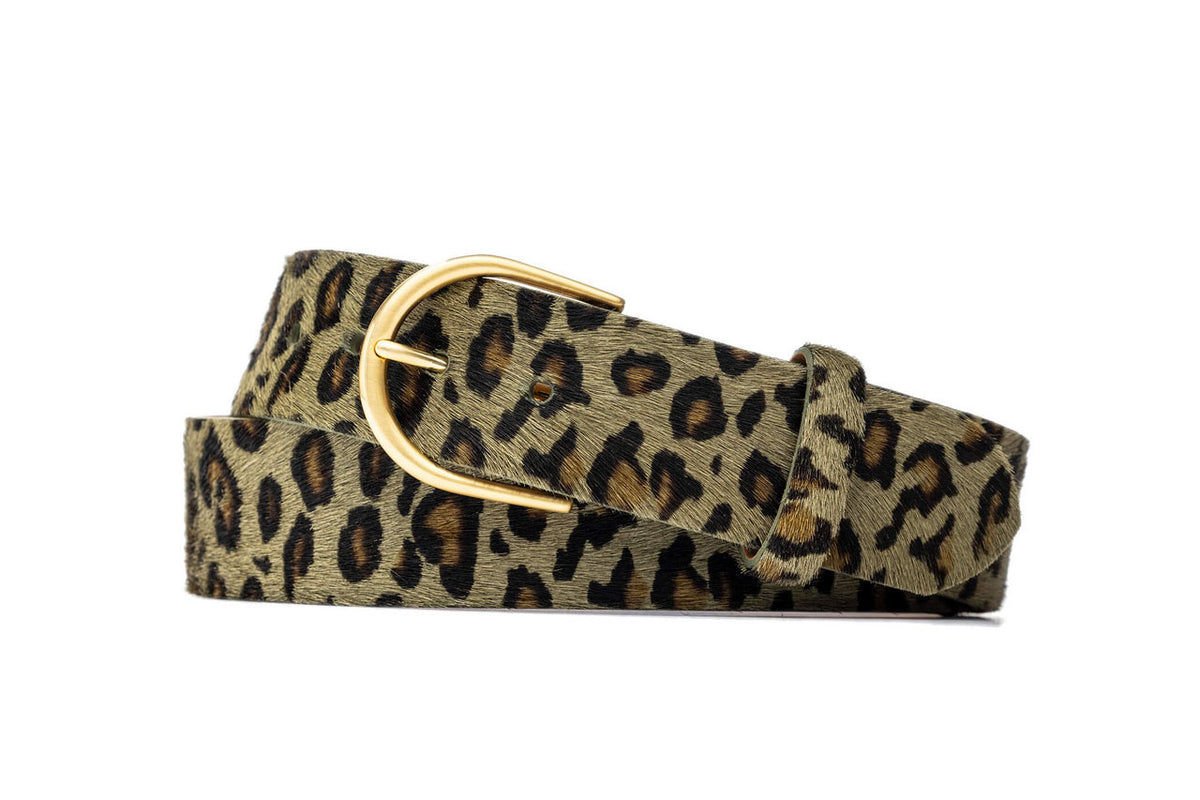 Calf Hair Belt with Round Buckle