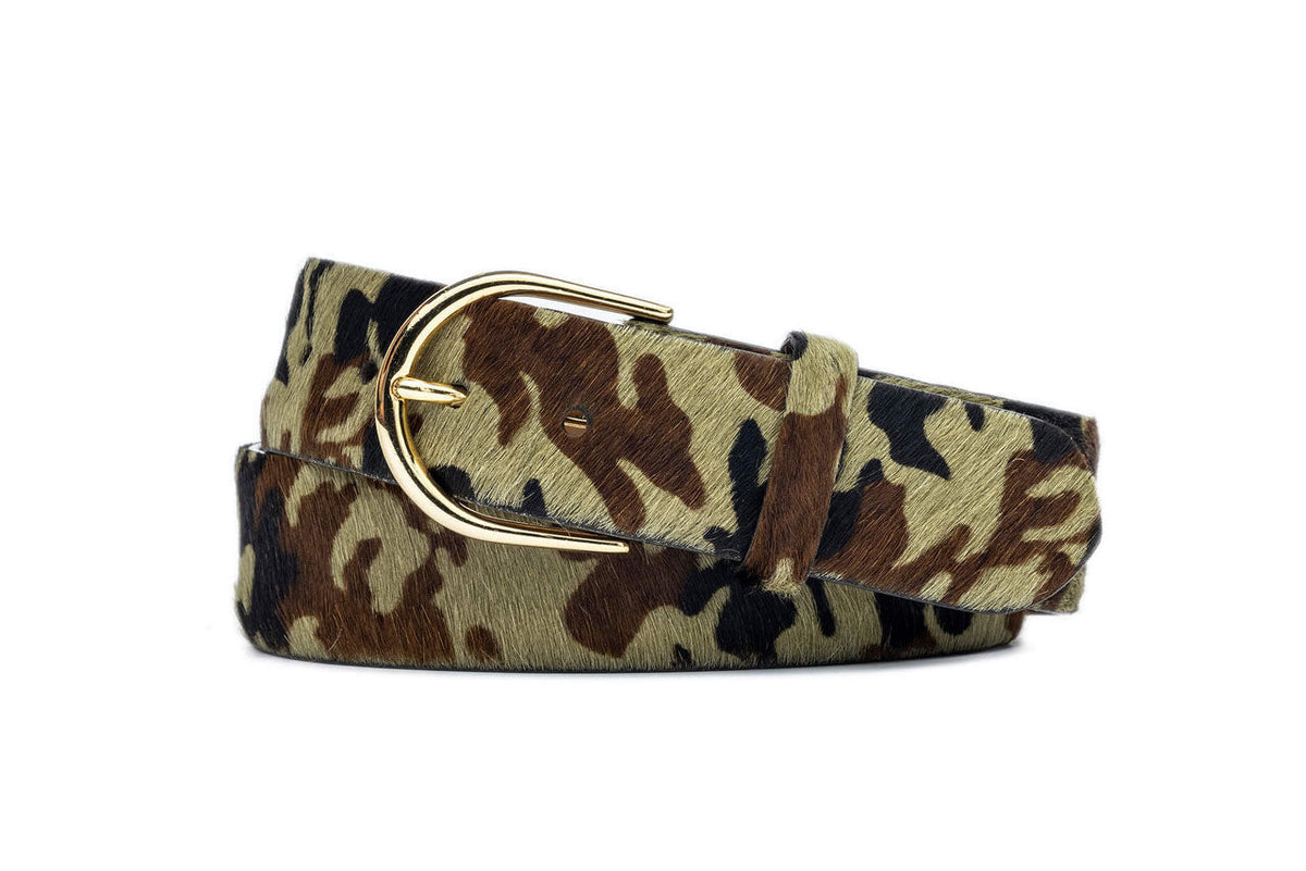 1-1/2&quot; Calf Hair Belt with Round Buckle