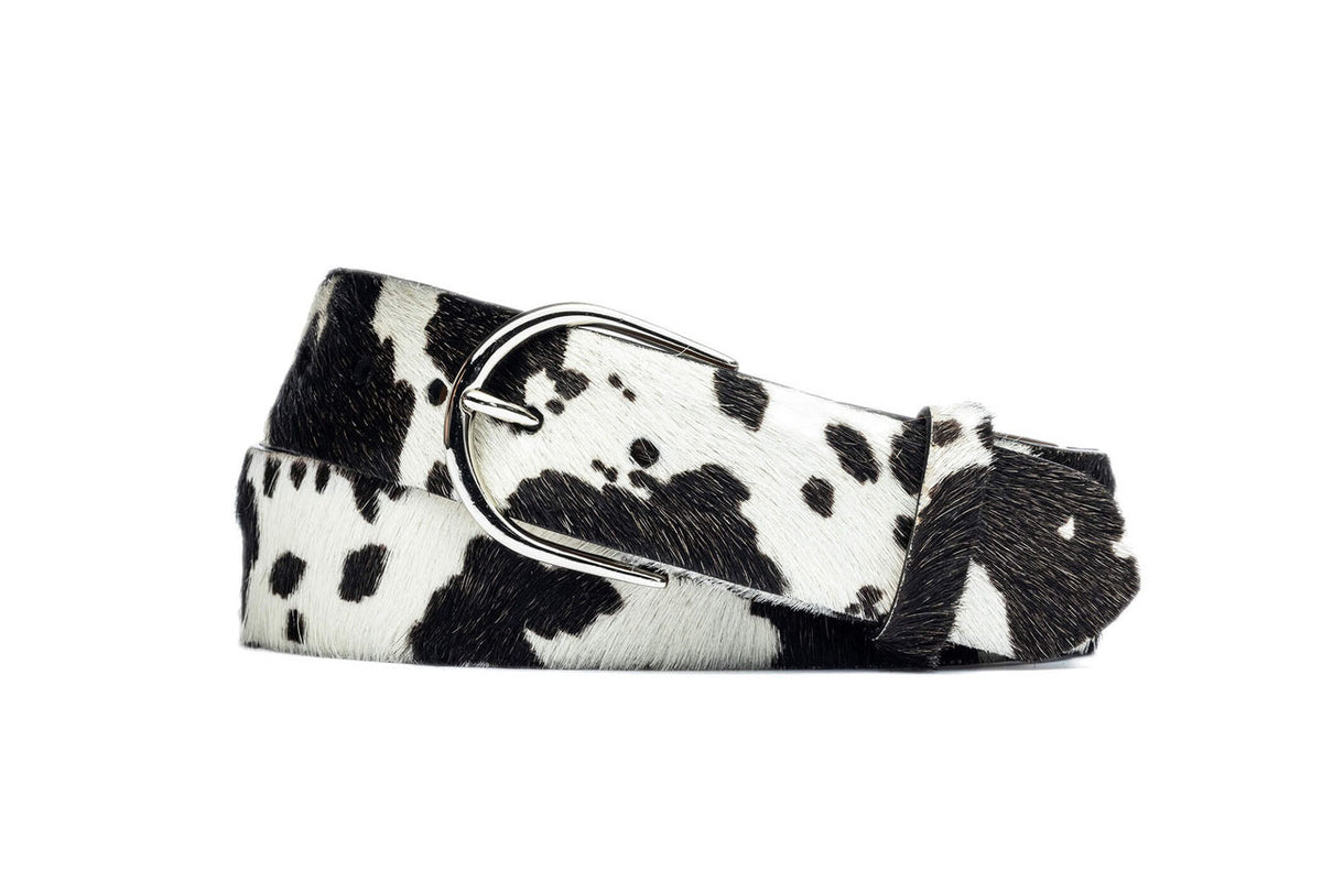 Calf Hair Belt with Round Buckle