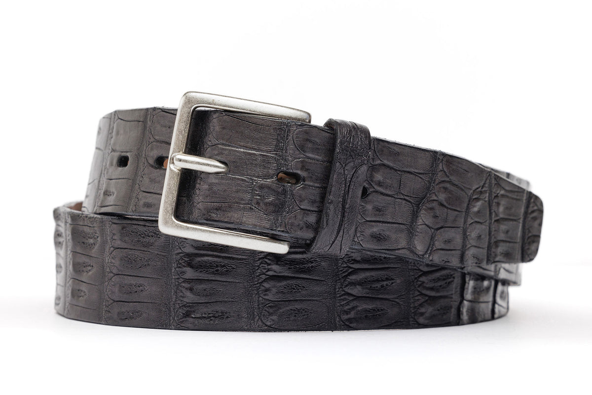 Crocodile Tail Belt with Antique Silver Buckle