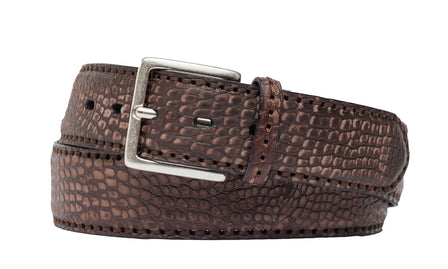 Buffed Italian Alligator Belt with Antique Silver Buckle