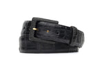 Matte Alligator Belt with Covered Buckle - Black