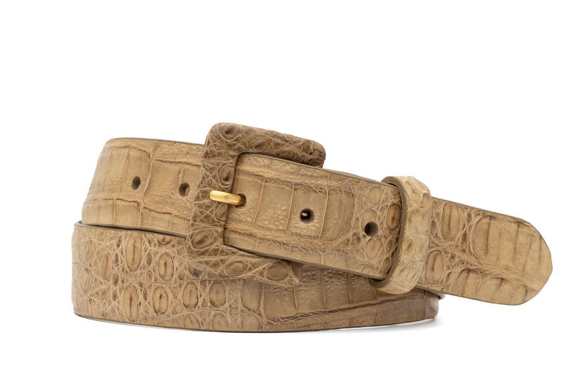 Caiman Crocodile Belt with Covered Buckle