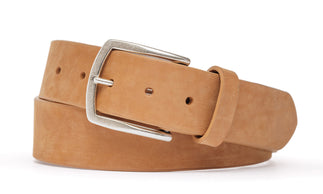 Nubuck Calf Belt with Antique Silver Buckle