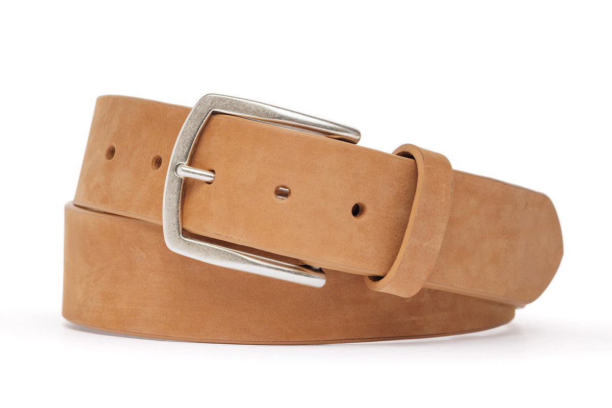 Nubuck Calf Belt with Antique Silver Buckle