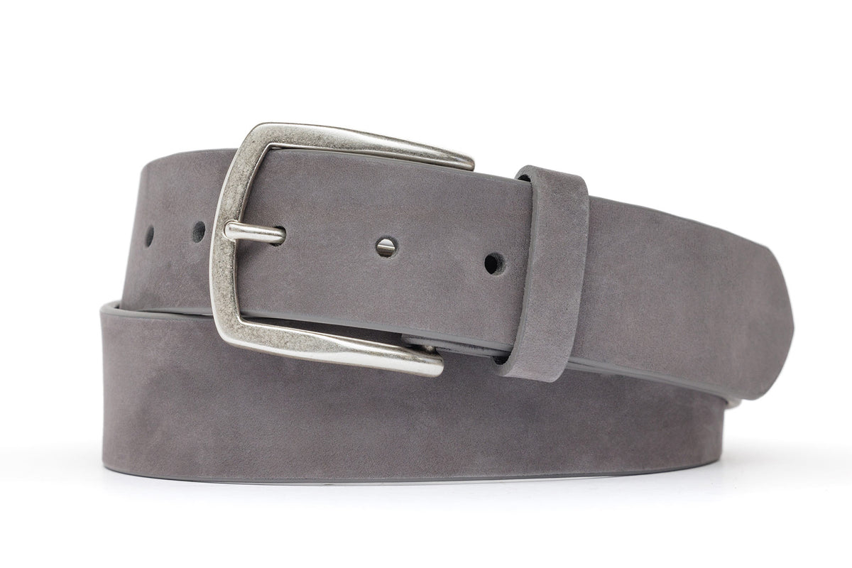 Nubuck Calf Belt with Antique Silver Buckle