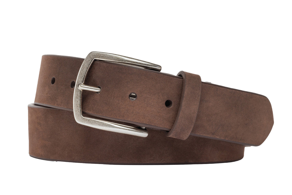 Nubuck Calf Belt with Antique Silver Buckle