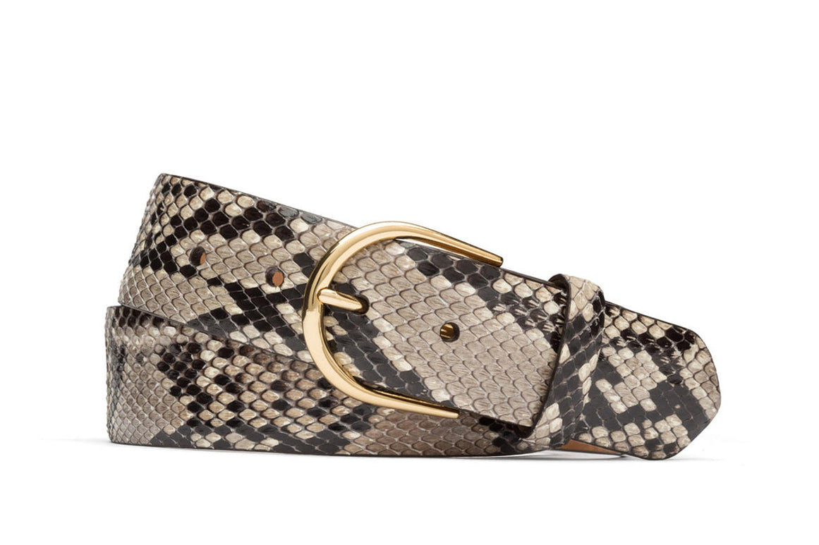 Python Belt with Brushed Gold Buckle