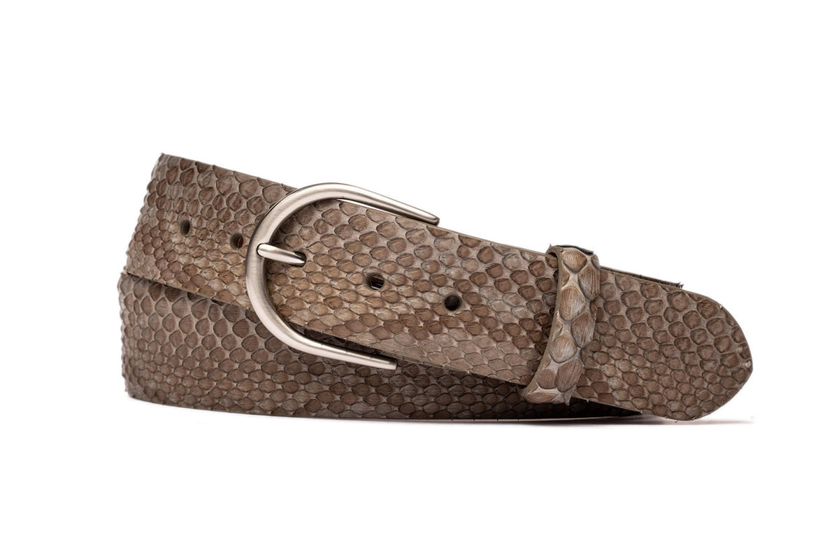 Python Belt with Brushed Gold or Nickel Buckle