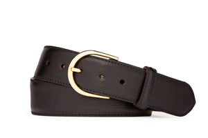 Textured Calf Belt with Brushed Gold Buckle