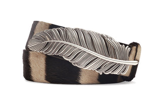 1-1/2" Zebra Belt with Feather Plaque Buckle