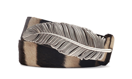 1-1/2" Zebra Belt with Feather Plaque Buckle