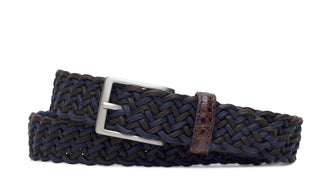 Cloth Weave Belt with Crocodile Tabs and Brushed Nickel Buckle