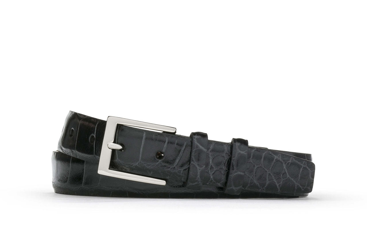 Customizable black crocodile belt
