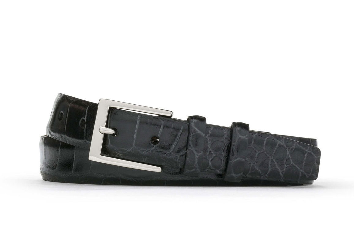 Embossed Crocodile Belt with Nickel Buckle