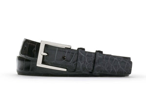Embossed Crocodile Belt with Nickel Buckle
