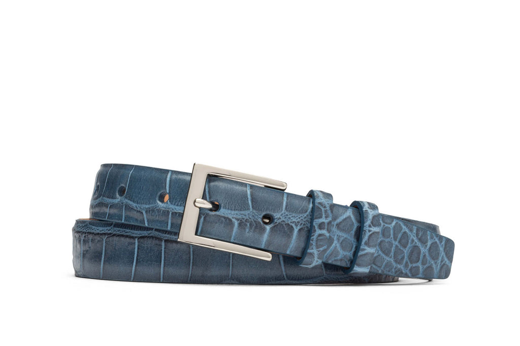 Alberta Ferretti Crocodile-Embossed Leather Belt