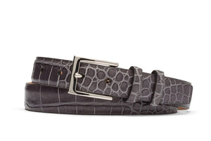 Embossed Crocodile Belt with Nickel Buckle