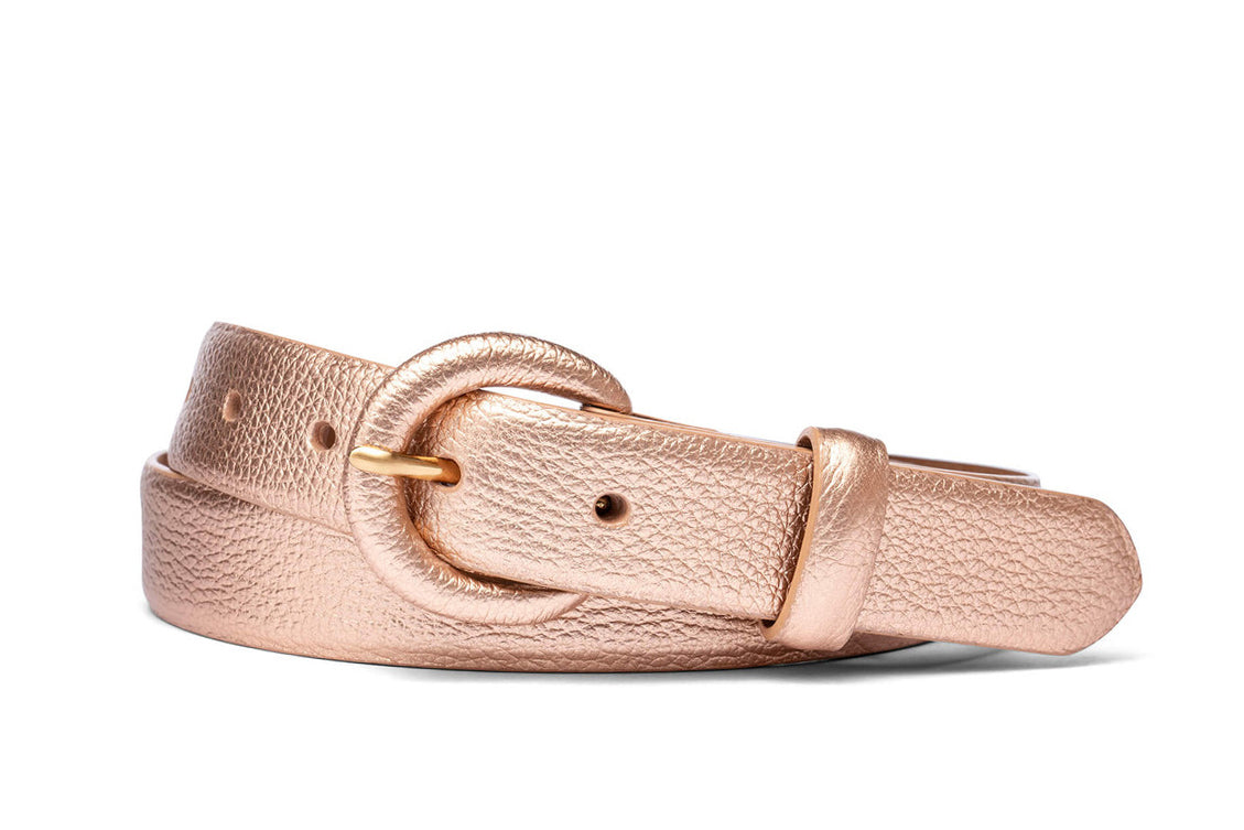 Metallic Calf Belt with Covered Buckle