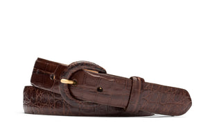 Caiman Crocodile Belt with Covered Buckle