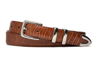 Tapered Ostrich Leg Golf Belt with Nickel Tip Set Buckle