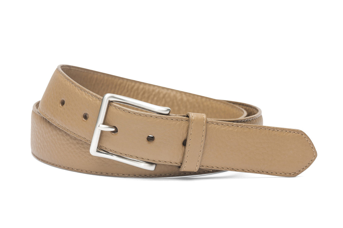 Pebbled Calf Soft Belt with Brushed Nickel Buckle - w.kleinberg