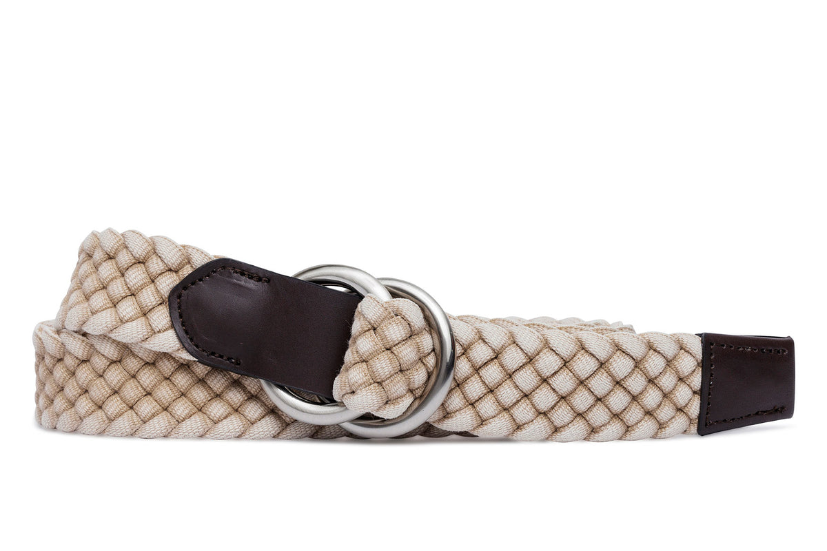 Cloth Braid Belt with Brushed Nickel O-Rings