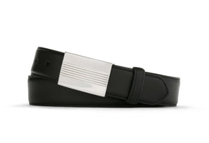 Extra-Long Matte Calf Belt with Plaque Buckle