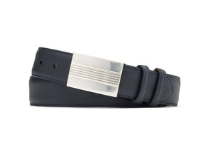 Extra-Long Matte Calf Belt with Plaque Buckle