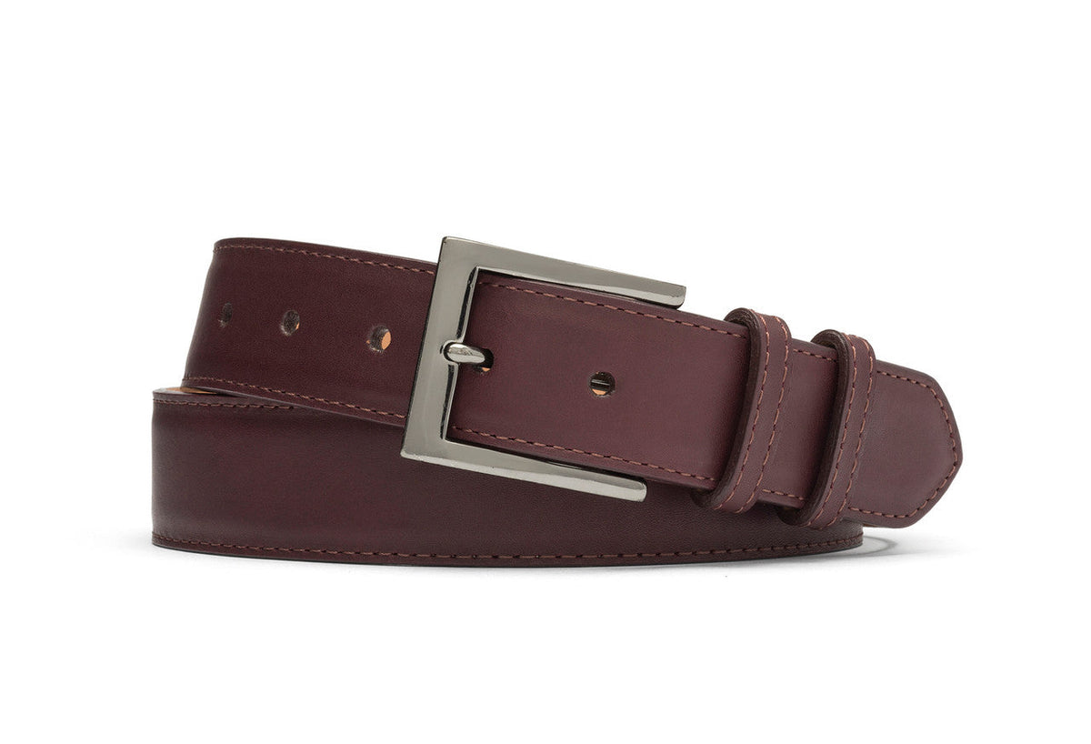 Extra-Long Matte Calf Belt with Gunmetal Buckle