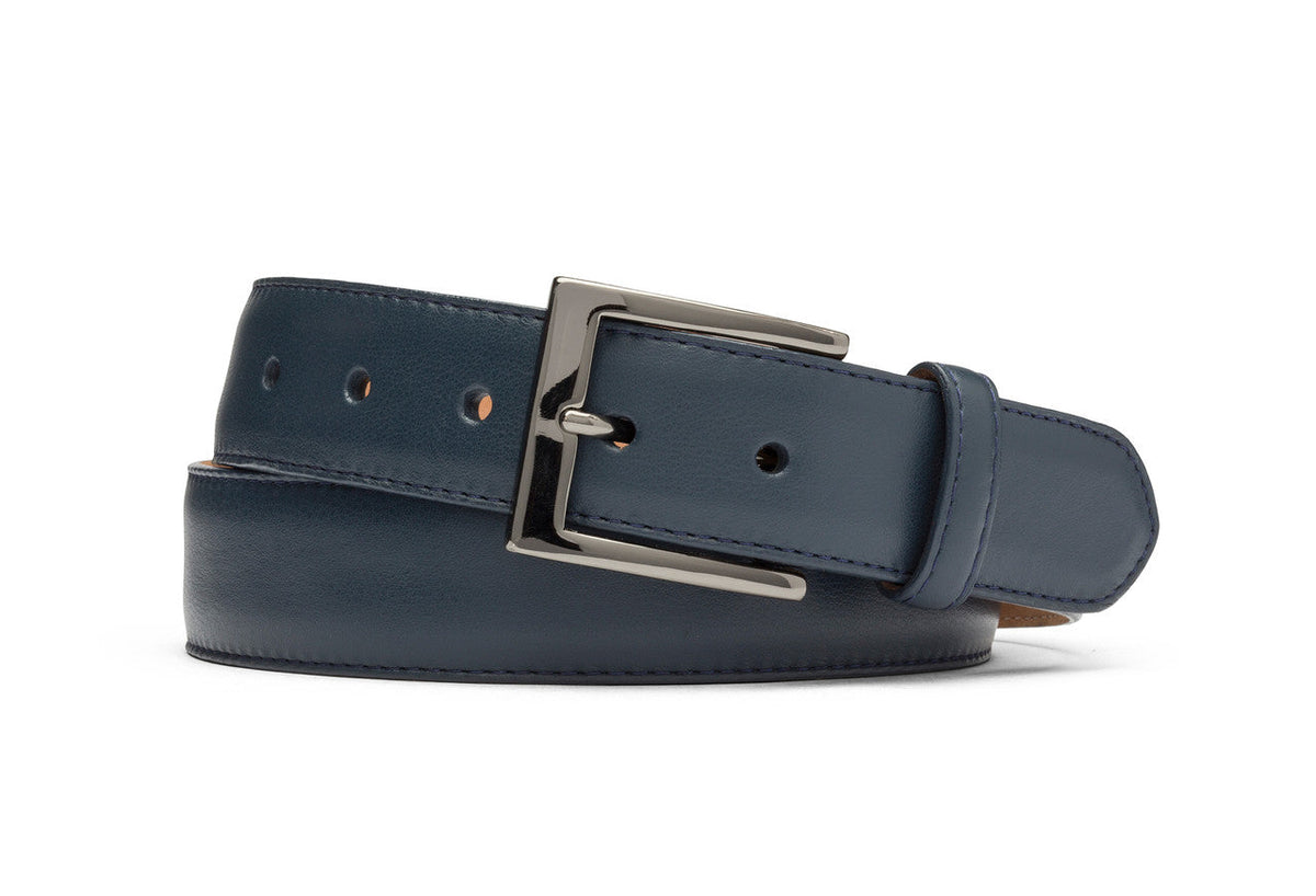 Extra-Long Matte Calf Belt with Gunmetal Buckle