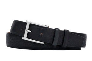 Pebbled Bison Belt with Brushed Nickel Buckle