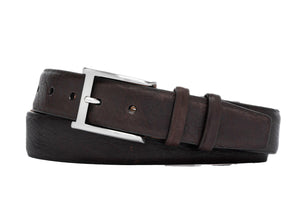 Pebbled Bison Belt with Brushed Nickel Buckle