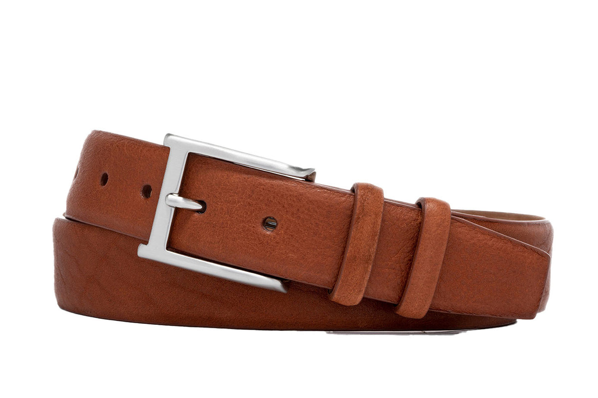 Pebbled Bison Belt with Brushed Nickel Buckle