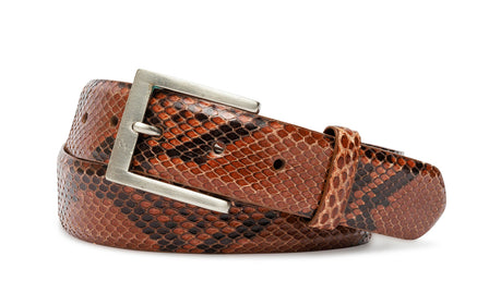 Glazed Python Belt with Brushed Nickel Buckle