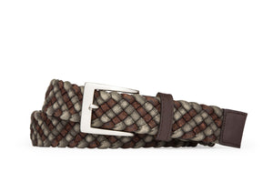 Leather-and-Cloth Braid Belt with Brushed Nickel Buckle