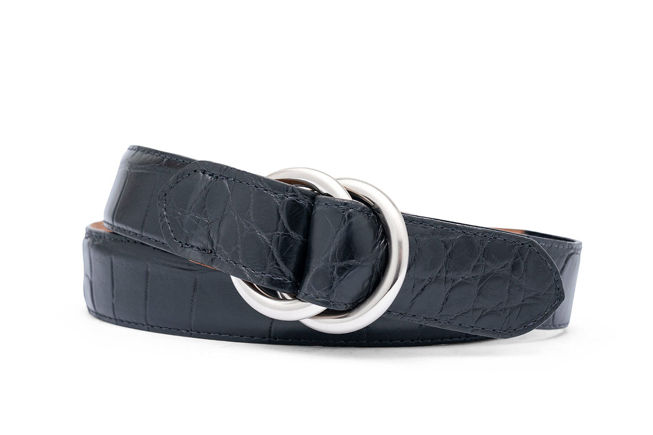 Matte Alligator Belt with O-ring Buckles