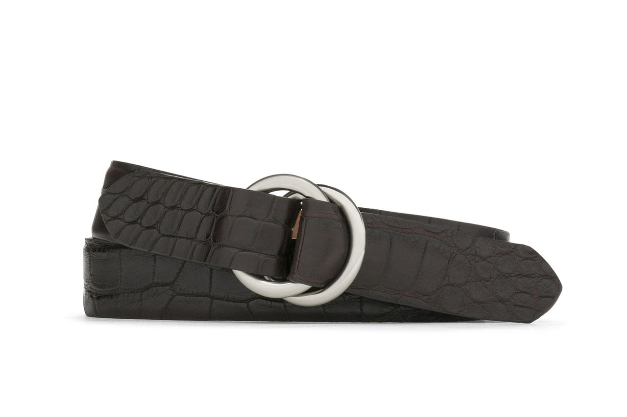 Matte Alligator Belt with O-ring Buckles - w.kleinberg