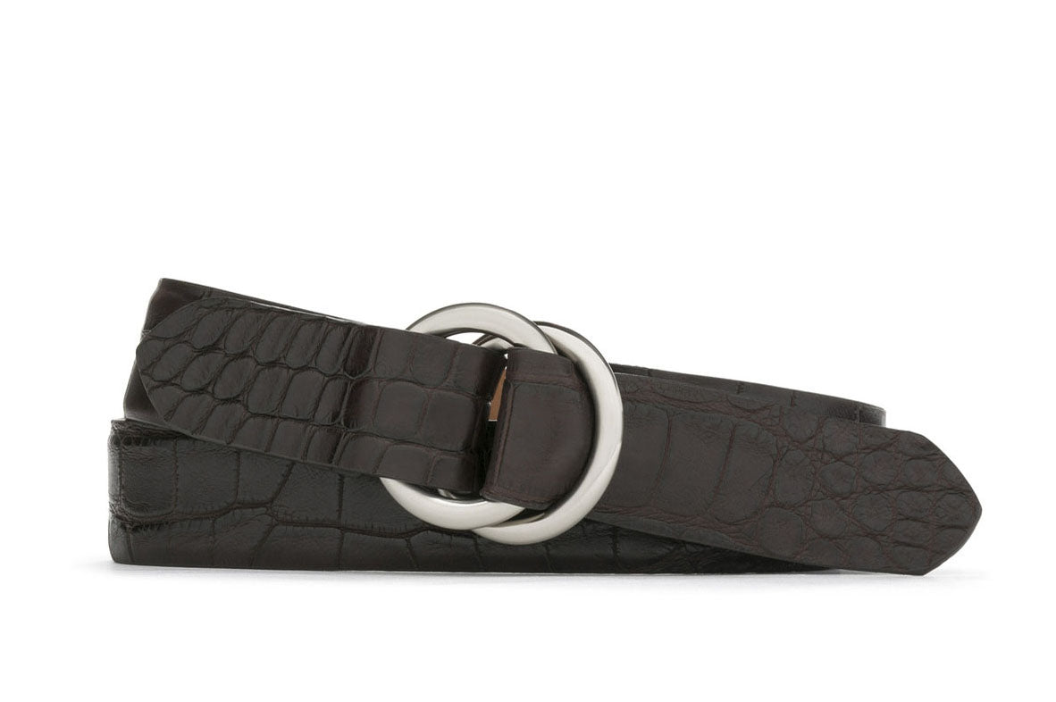 Matte Alligator Belt with O-ring Buckles