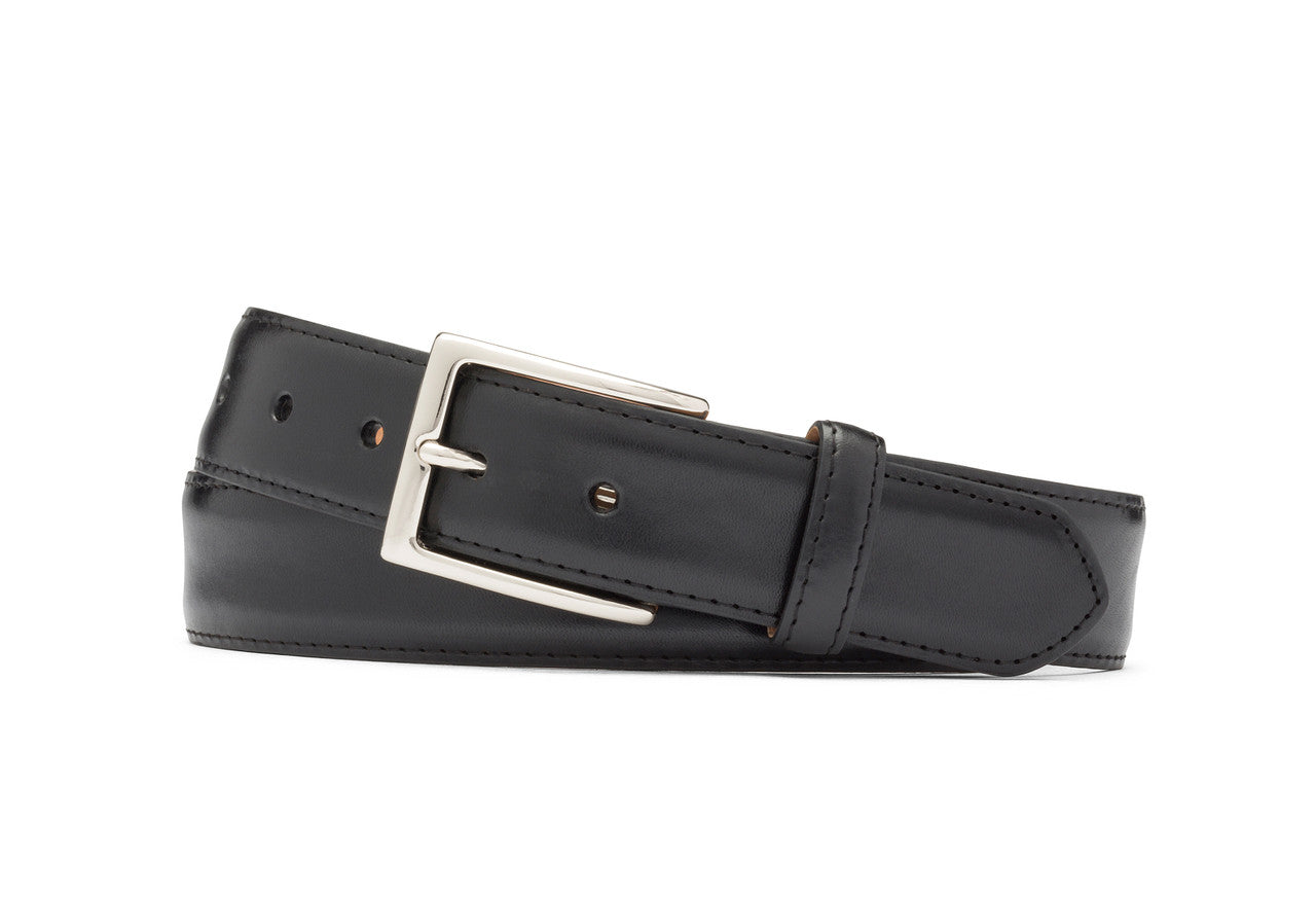 Extra-Long 1-3/8" Glazed Calf Belt with Nickel Buckle