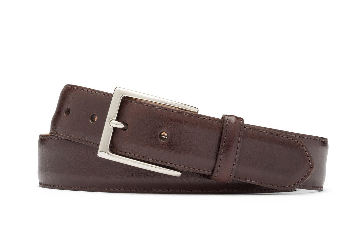 1-3/8" Glazed Calf Belt with Nickel Buckle