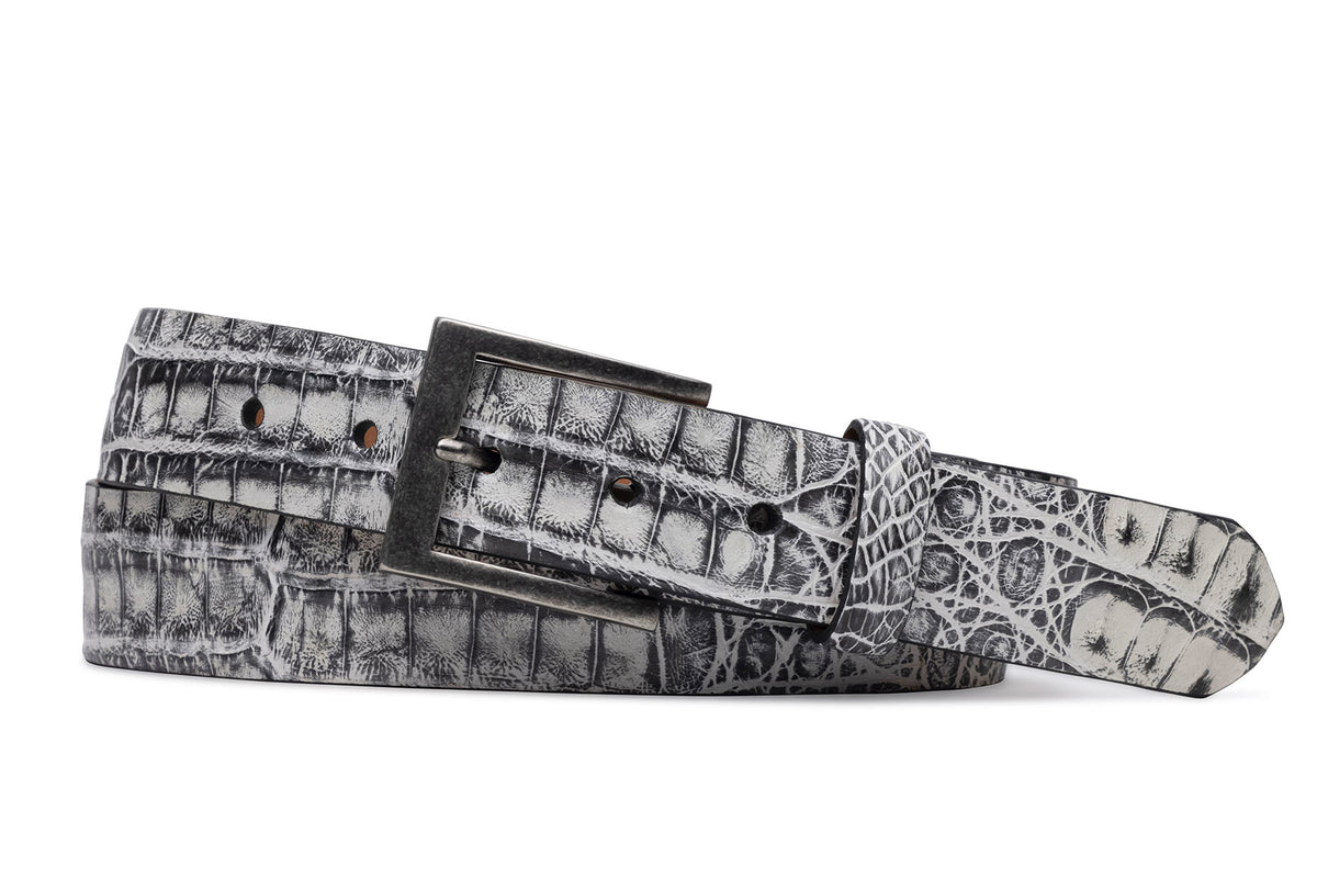Vintage Crocodile Belt with Antique Nickel Buckle