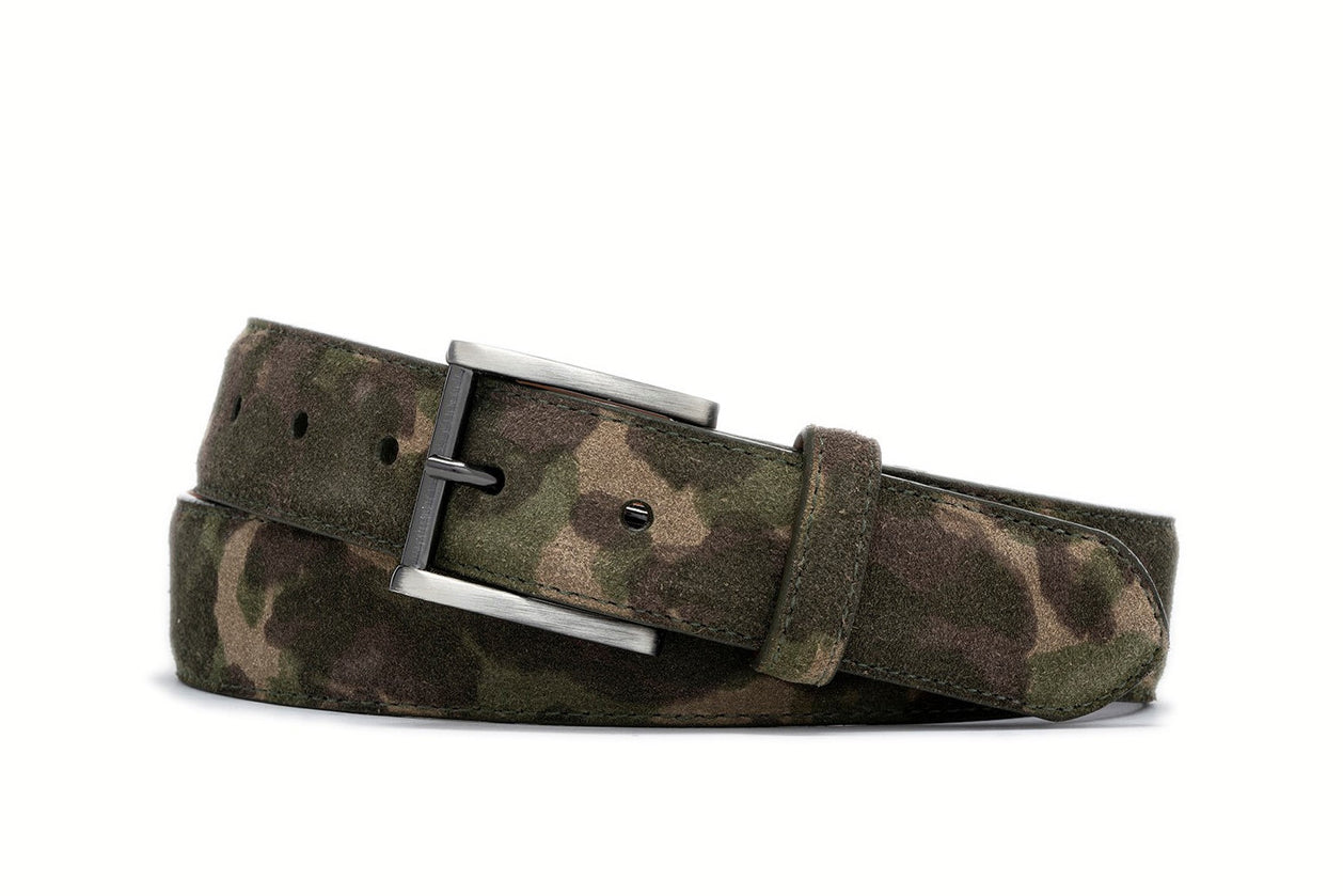 Sueded Camo Belt with Gunmetal Buckle