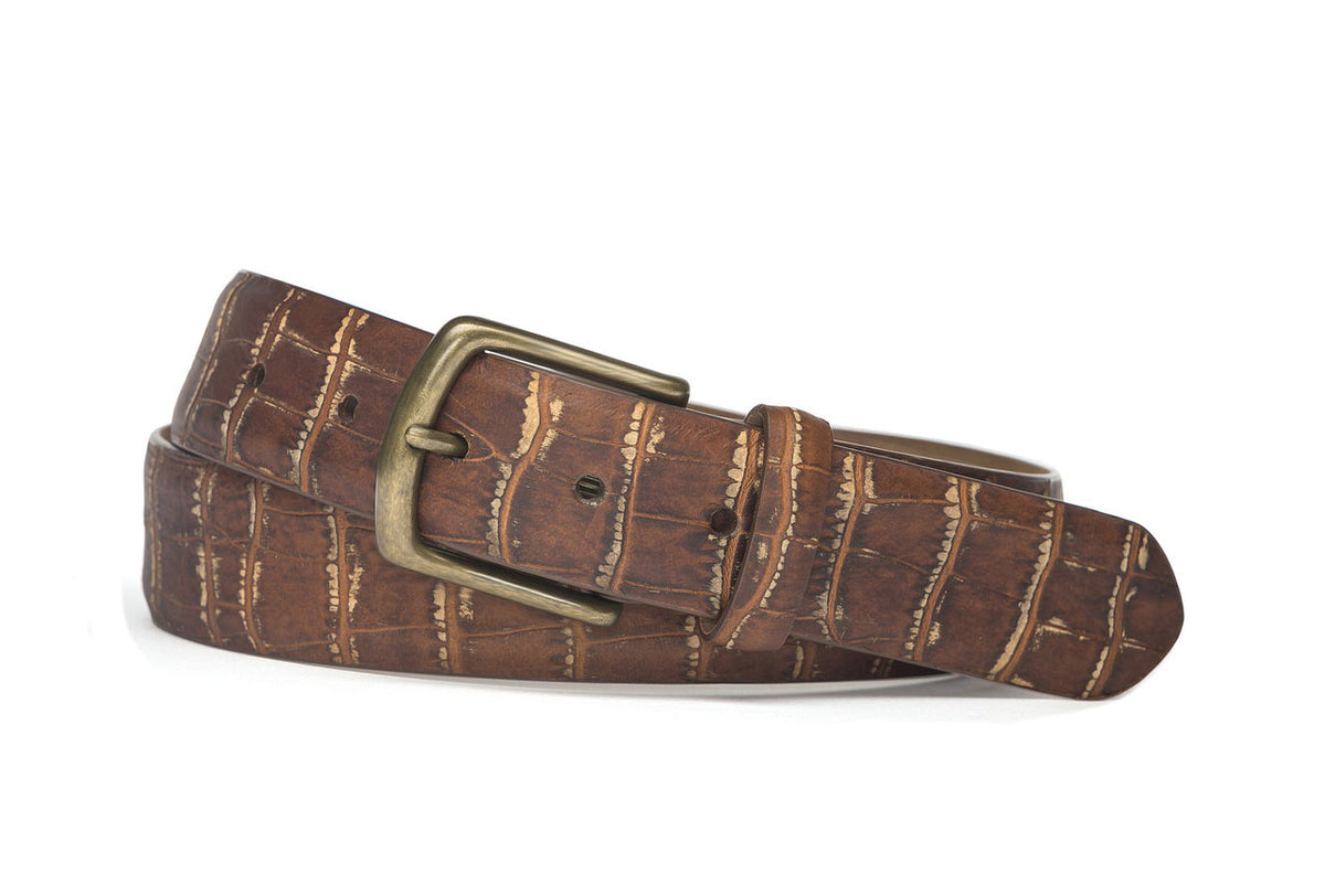Distressed Congo Calf Belt with Brass Buckle