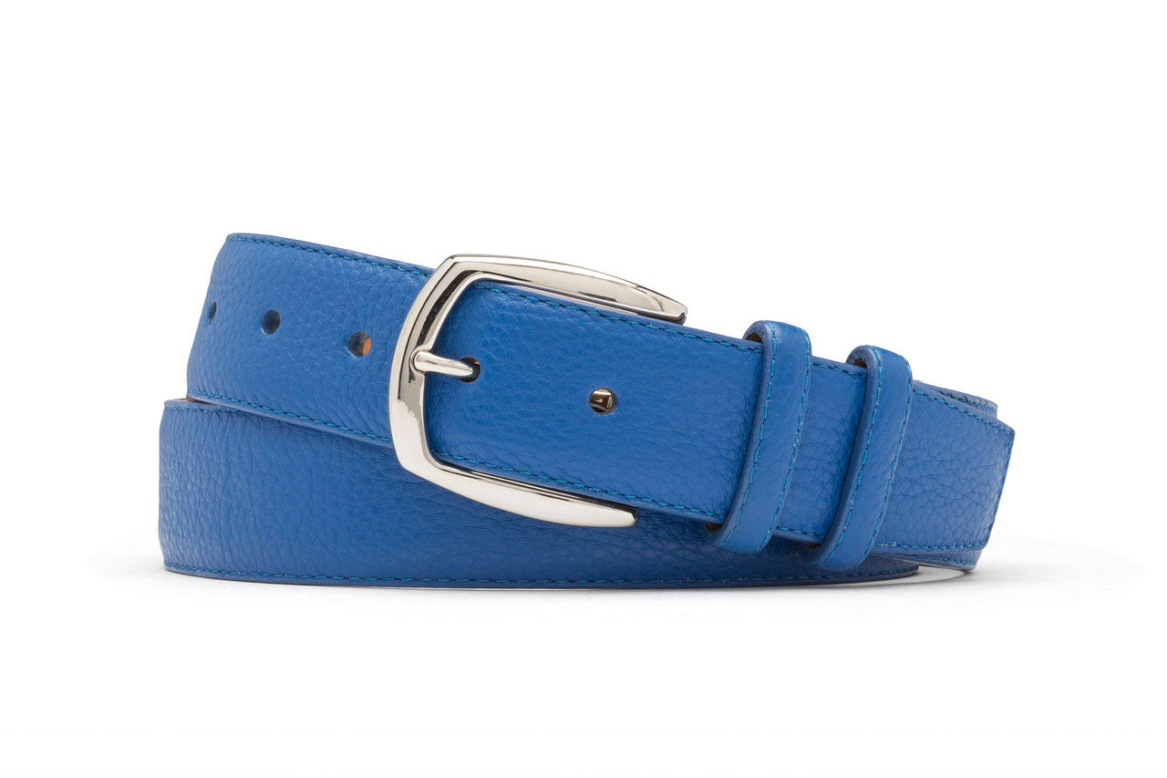 Pebbled Calf Belt with Nickel Buckle - w.kleinberg