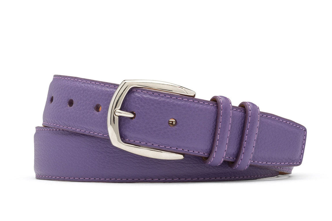 Pebbled Calf Belt with Nickel Buckle
