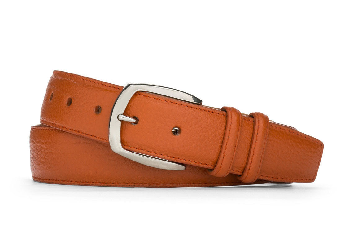 Pebbled Calf Belt with Nickel Buckle