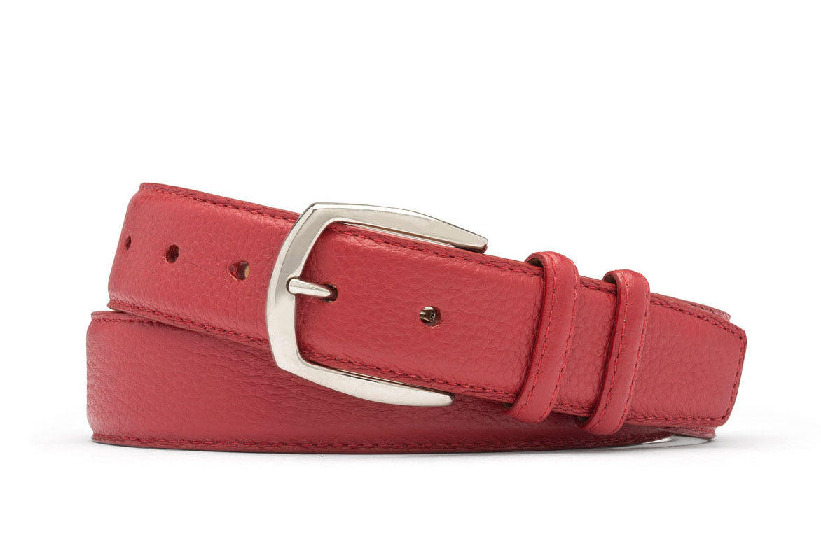 Pebbled Calf Belt with Nickel Buckle